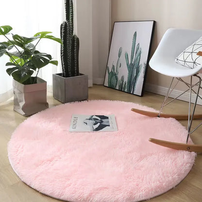 Plush Round Fluffy Non-Slip White Area Rug