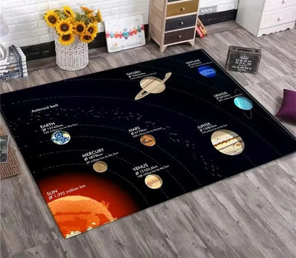 Solar System Galaxy Rug Planet Design Non-Slip Floor Mat Living Room Kids Bedroom Home Decoration