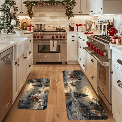 Snowman snowflake Christmas kitchen mat festive home decor rug