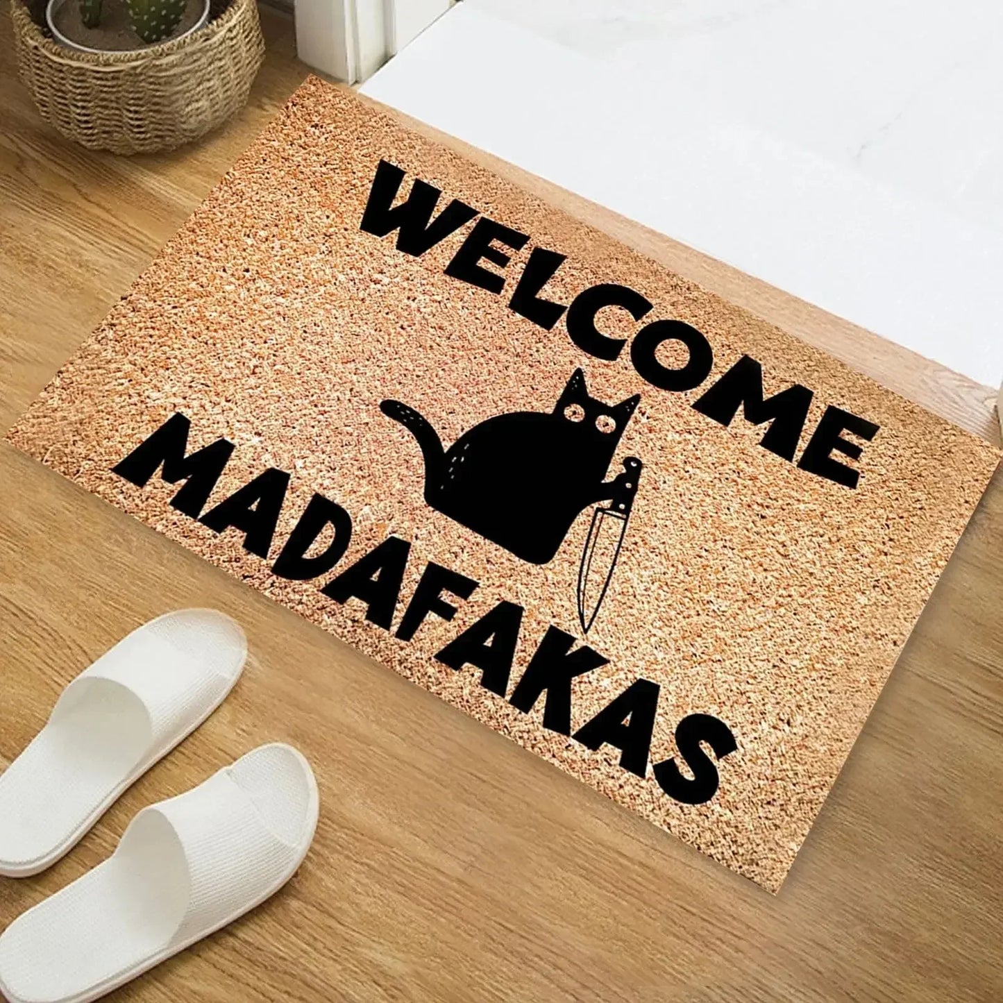 Funny Black Cat Dark Humor Doormat