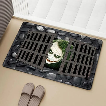 VIKAMA Halloween Clown Trap Rug 3D Illusion Non-Slip Bathroom Entrance Mat Home Decor