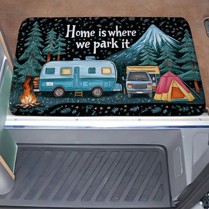 VIKAMA Happy Camper Rug Creative Style Doormat Welcome Mat Warm Non-Slip Bedroom Living Room Bathroom Carpet Home Decor