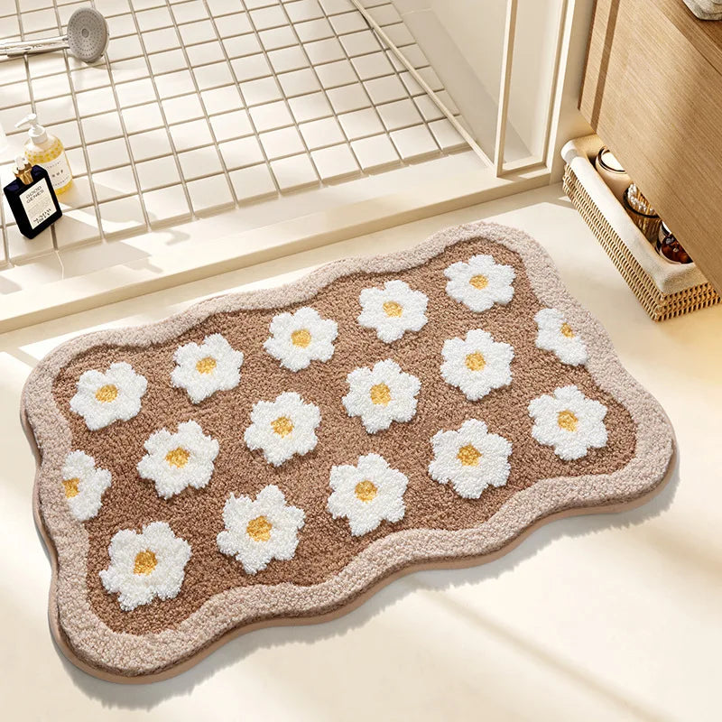 Small Fresh Bathroom Absorbent Imitation Cashmere Non-Slip Quick-Dry Floor Mat
