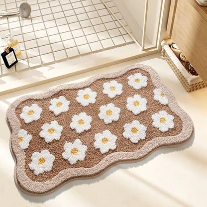 Small Fresh Bathroom Absorbent Imitation Cashmere Non-Slip Quick-Dry Floor Mat