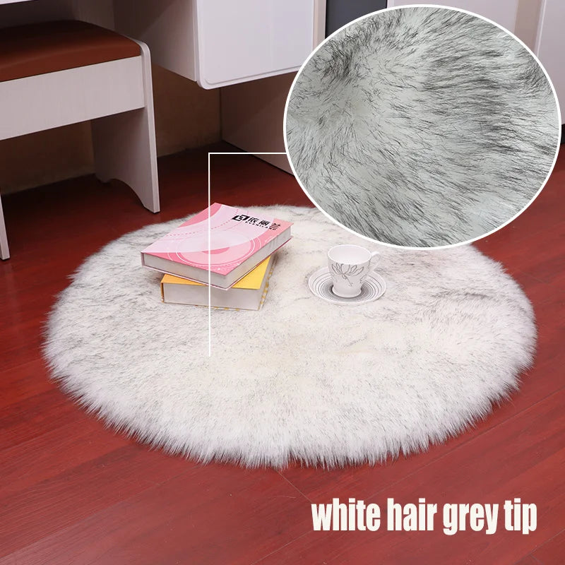 Round Faux Sheepskin Fluffy Area Rug
