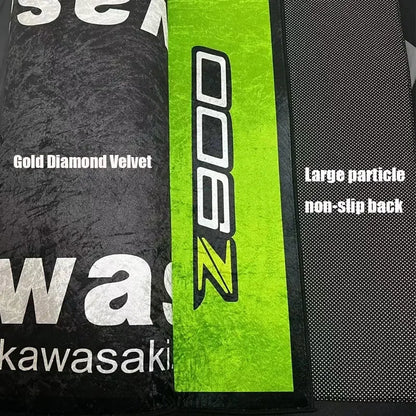 Kawasaki motorcycle anti-slip garage rug