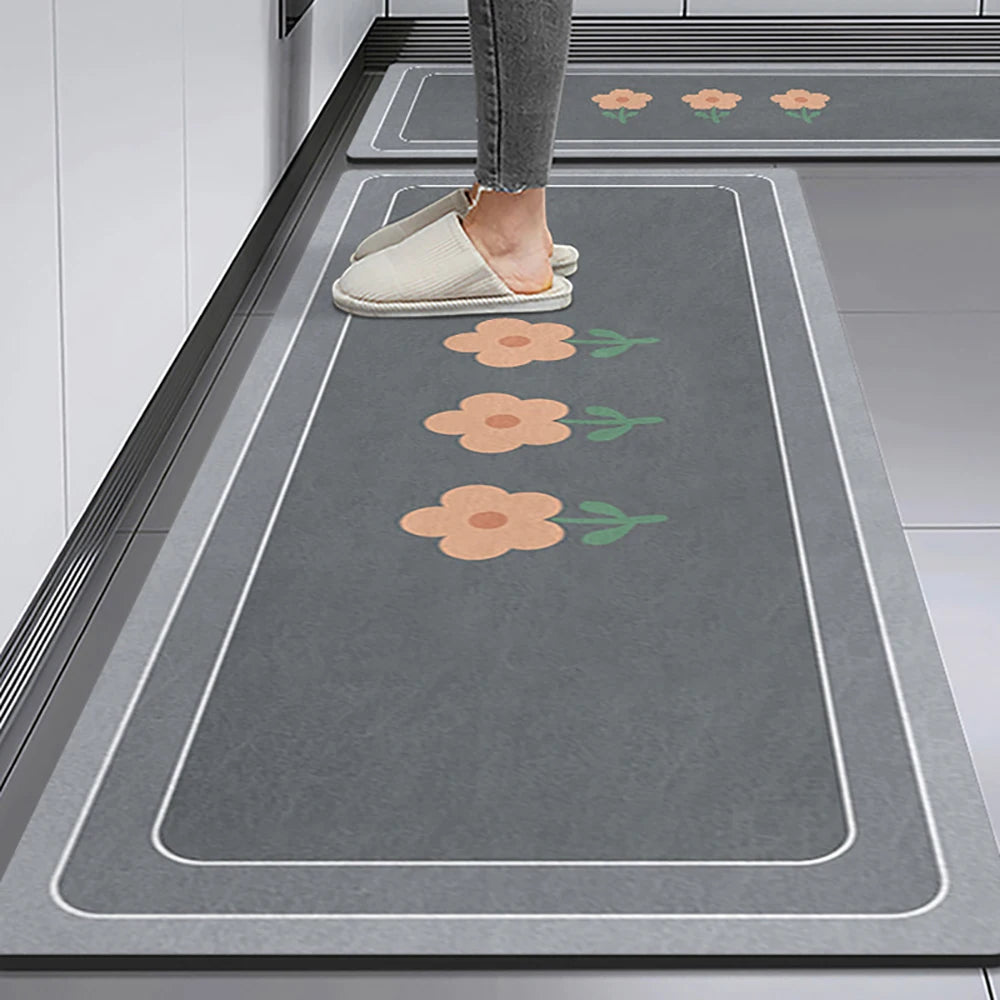 Non-Slip Kitchen Mat Long Crystal Velvet Rug Absorbent Foot Mat Bedroom Living Room Doormat Small Carpet Home Decor