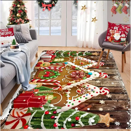 Christmas house snowflake holiday area mat
