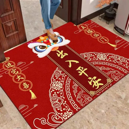 Chinese New Year Carpet Auspicious Words Entrance Floor Mat New Year Decor Home Gift Rug