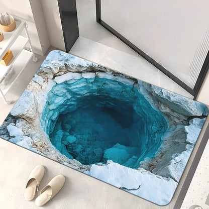 3D Underwater Koi Fish Ice Cave Rug Realistic Stereo Illusion Non-Slip Carpet Bathroom Home Decor