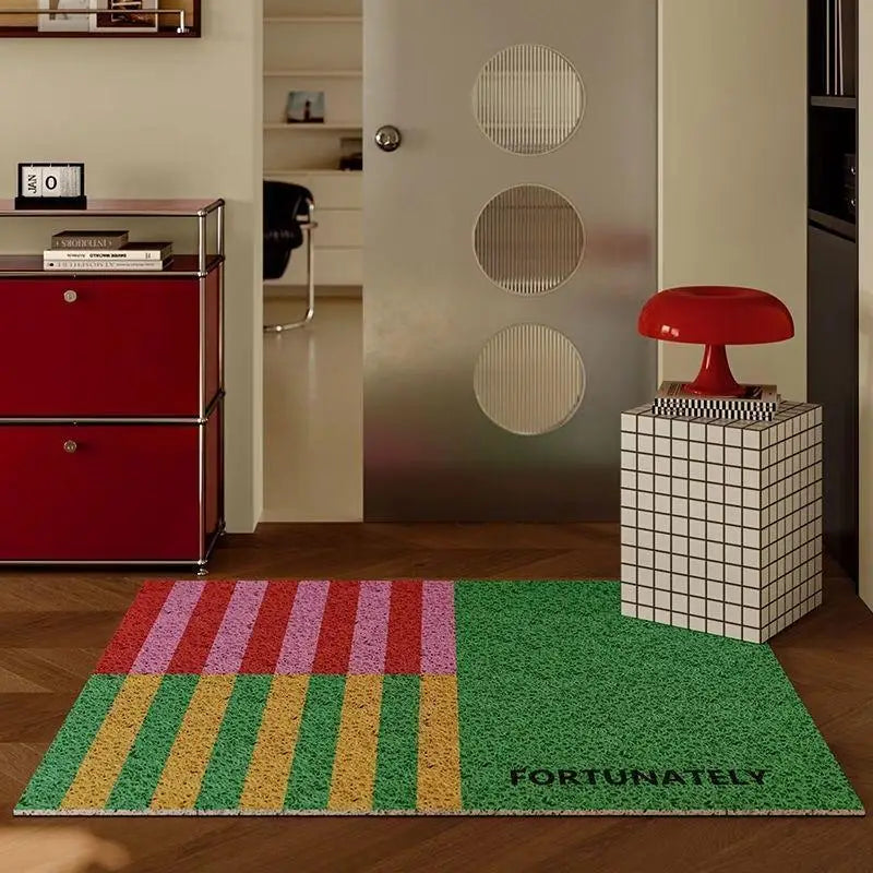 Hippie Club Silk Ring Entry Door Mat Non-Slip Dirt Scraper Memphis Style Floor Carpet