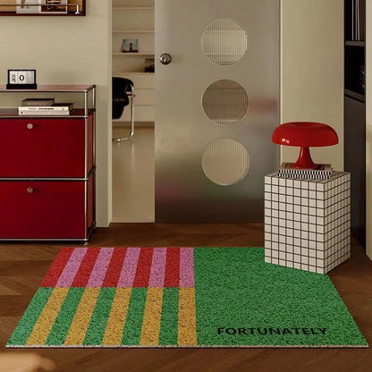 Hippie Club Silk Ring Entry Door Mat Non-Slip Dirt Scraper Memphis Style Floor Carpet