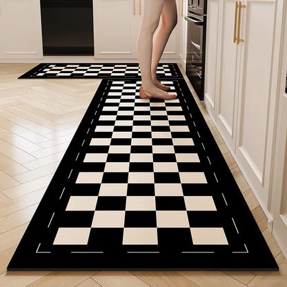 Plaid anti-slip quick-dry kitchen runner mat