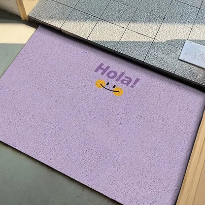 Solid color anti-dirt silk ring door mat
