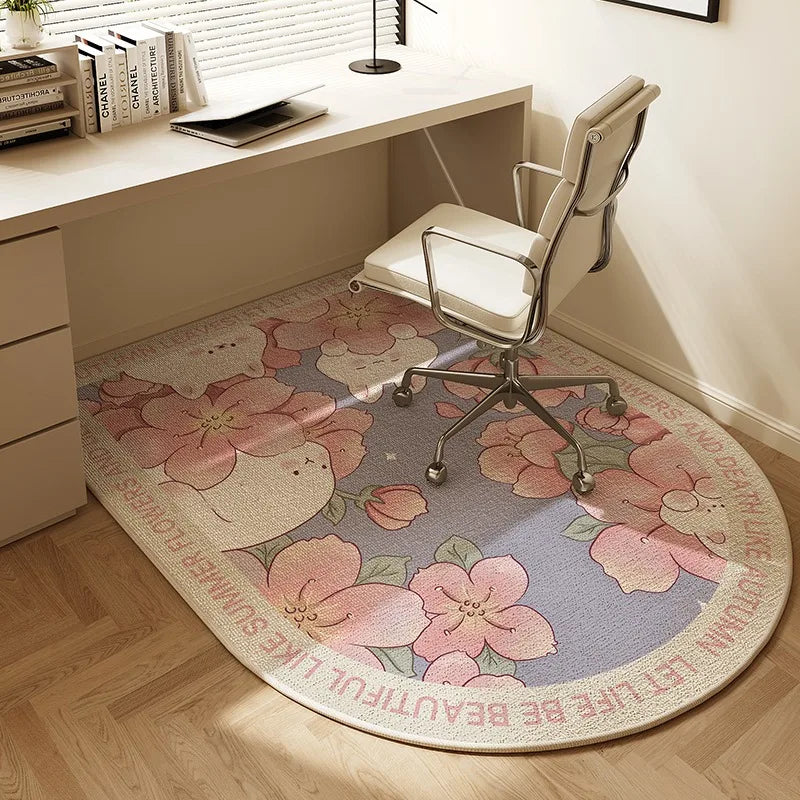 VIKAMA Chair Floor Mat Arched Non-Slip Bedroom Study Office Swivel Chair Rug