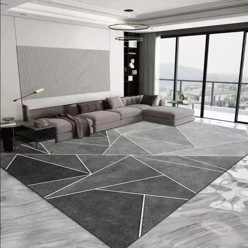 Modern Geometric Abstract Crystal Pile Rug Non-Slip Washable Carpet Living Room Bedroom Floor Mat Home Decor