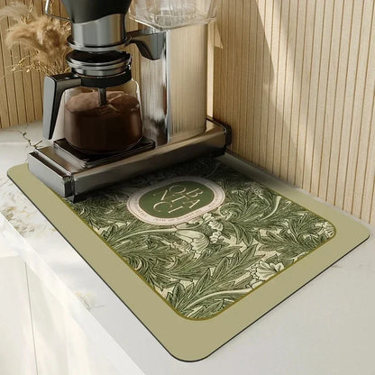 VIKAMA Black Marble Dish Drying Mat Super Absorbent Non-Slip Kitchen Counter Rug Bottle Kettle Dinnerware Bar Mat Home Decor