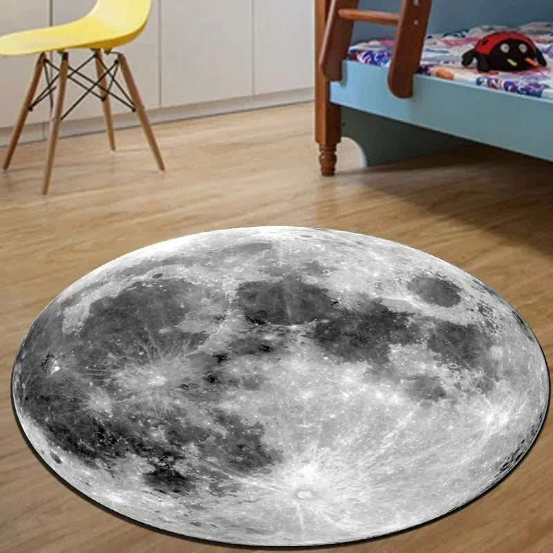 VIKAMA Earth & Moon Flannel Round Area Rug
