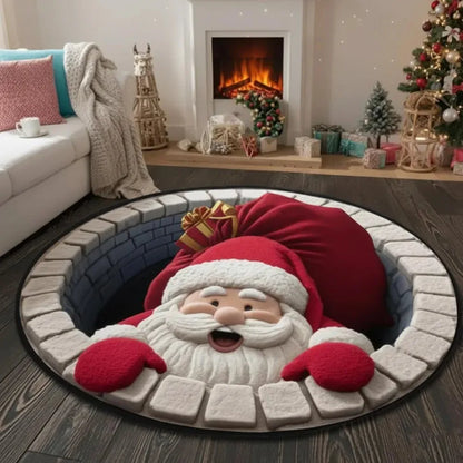 Christmas Santa Printed Rug Welcome Indoor Santa Claus Christmas Rug Door Mat Winter Home Decor Living Room Floor Decoration