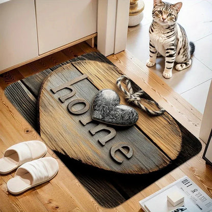 Home Sweet Home Pattern Door Mat Crystal Velvet Absorbent Non-Slip Floor Rug Entrance Bathroom Home Decor