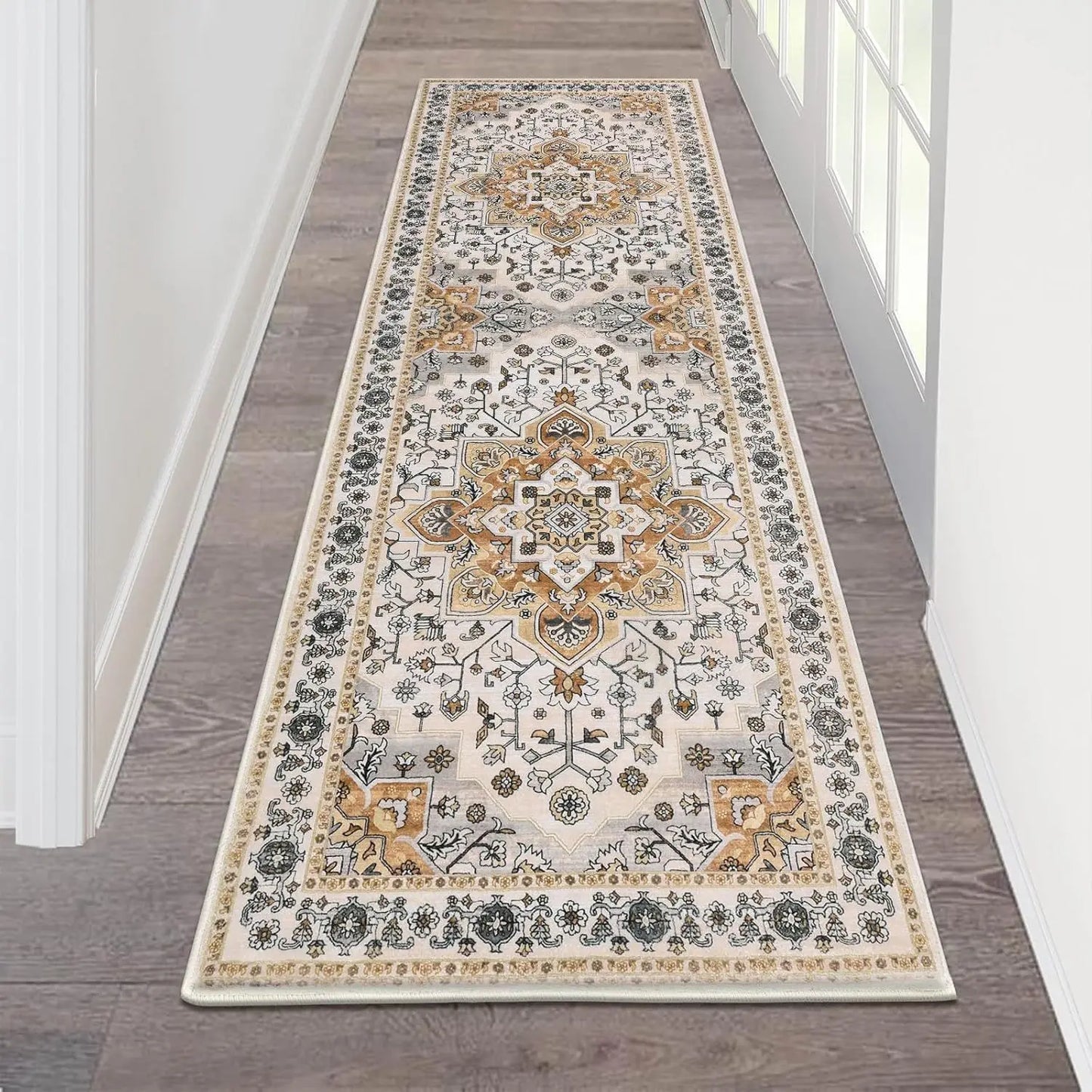 VIKAMA Bohemian American Retro Runner Carpet Non-Slip Living Room Corridor Floor Mat