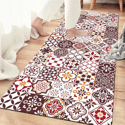 VIKAMA Mandala Patchwork Non-Slip Rug Bedroom Bathroom Living Room Kitchen Carpet Home Decor