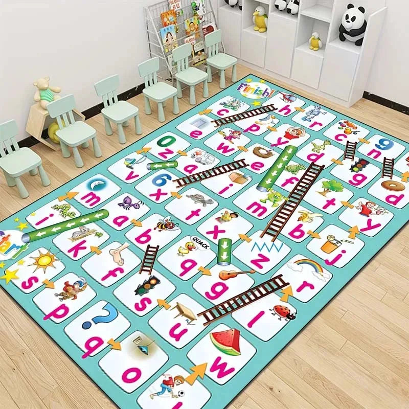Snakes and Ladders Game Pattern Area Rug