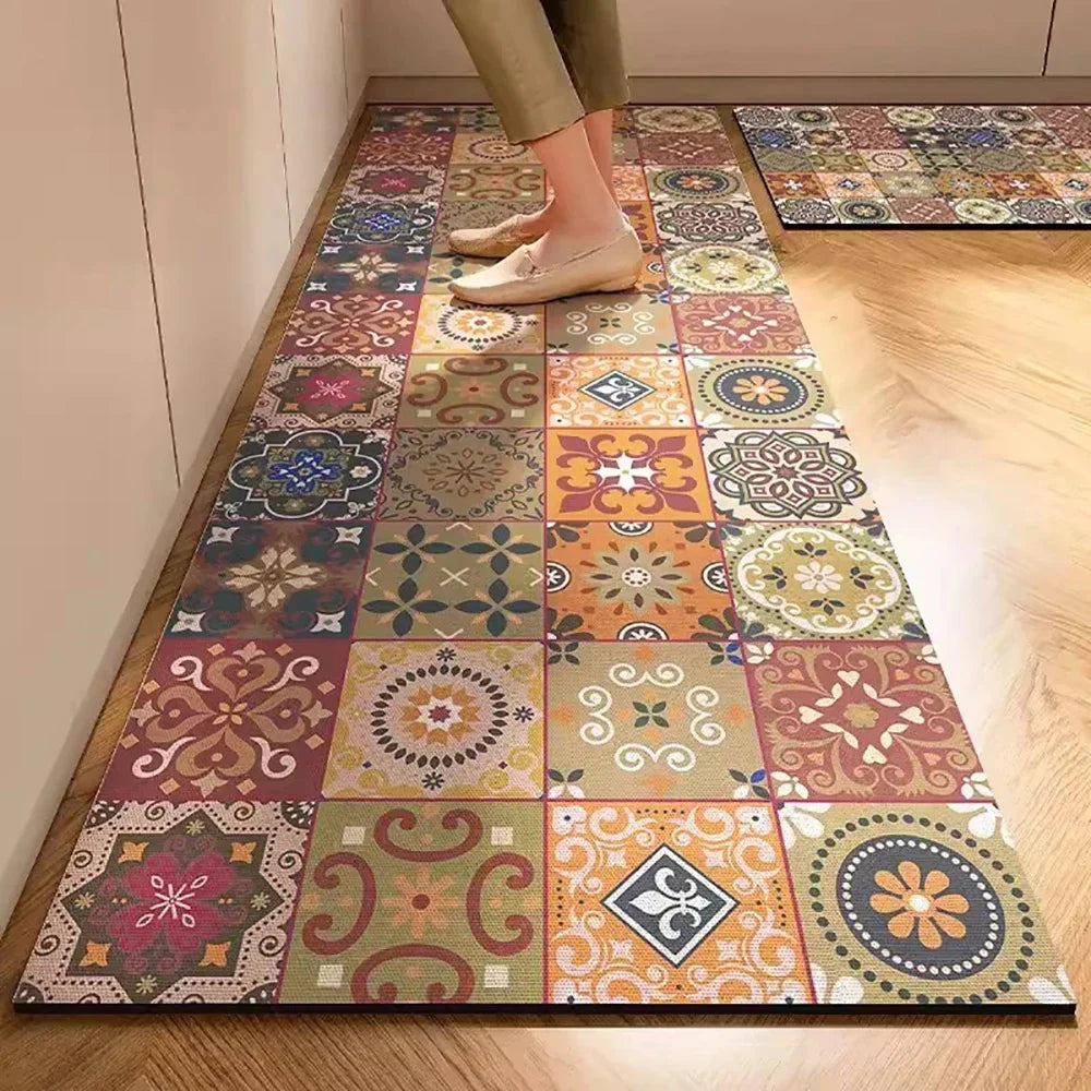 Kitchen Absorbent Printed Non-Slip Rug Long Carpet Hallway Bedroom Living Room Entrance Bath Doormat Home Decor