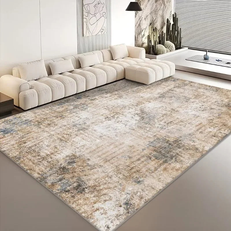Modern Abstract Grey Plush Washable Area Rug