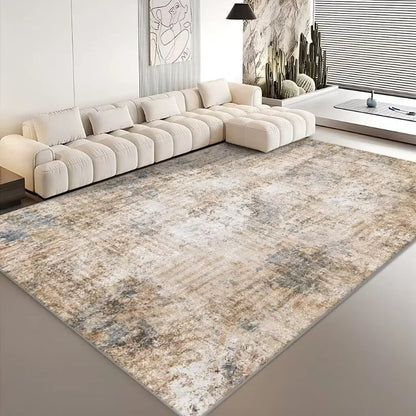 Modern Abstract Grey Plush Washable Area Rug