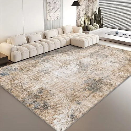 Modern Abstract Grey Plush Washable Area Rug
