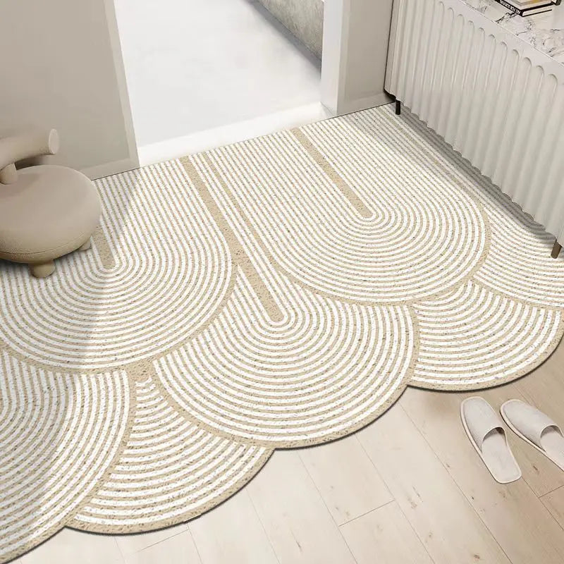 Cream silk ring cuttable entrance door mat