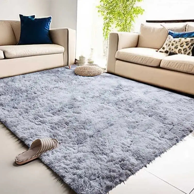 Fluffy Plush Sofa & Coffee Table Area Rug
