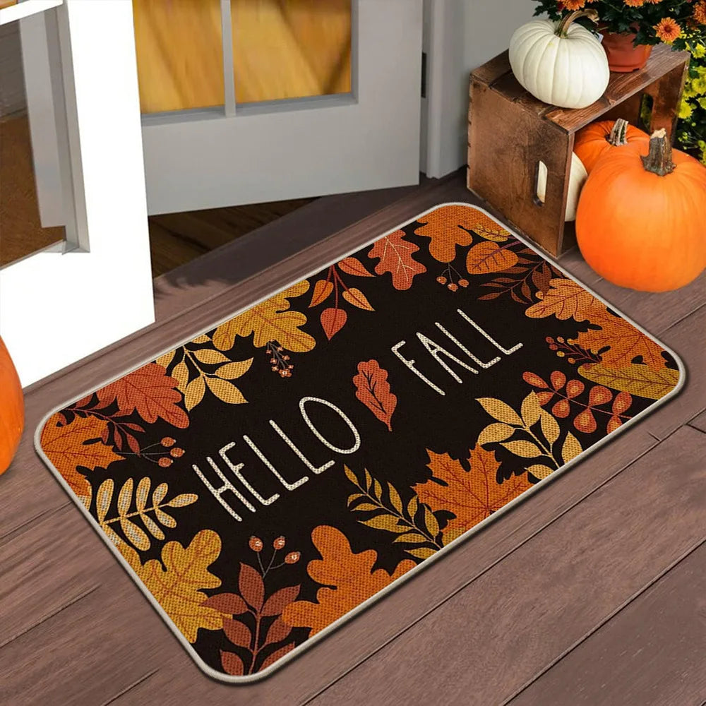 VIKAMA Halloween Autumn Door Mat Thanksgiving Welcome Non-Slip Indoor Outdoor Carpet
