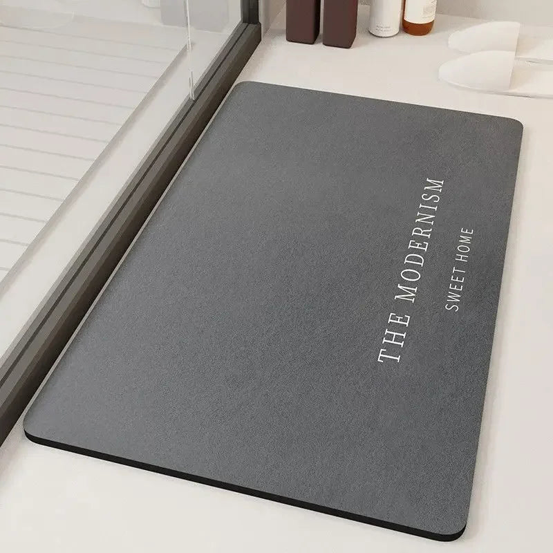 Soft diatomaceous earth absorbent quick drying bathroom floor mat, household bathroom door carpet anti slip mat