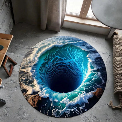3D vortex optical illusion round rug