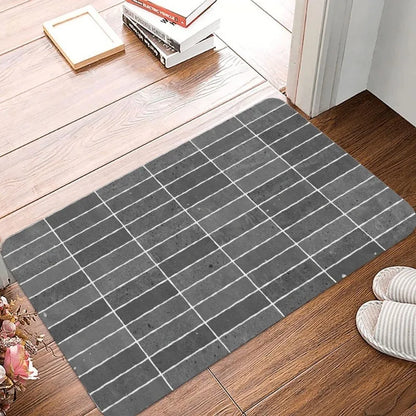 Stone tile print waterproof non-slip floor mat