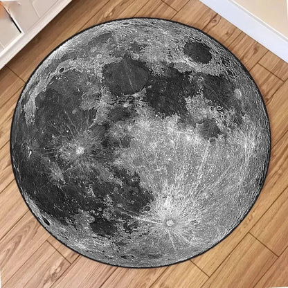 Moon print round non-slip area rug