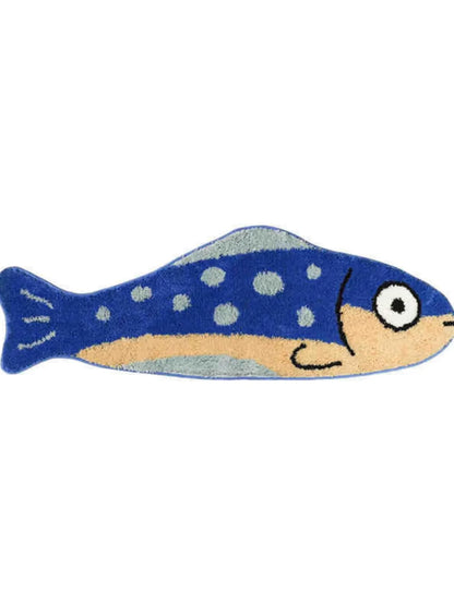VIKAMA Salted Fish Shape Creative Rug Imitation Cashmere Waterproof Non-Slip Bedroom Bedside Bathroom Floor Mat Home Decor