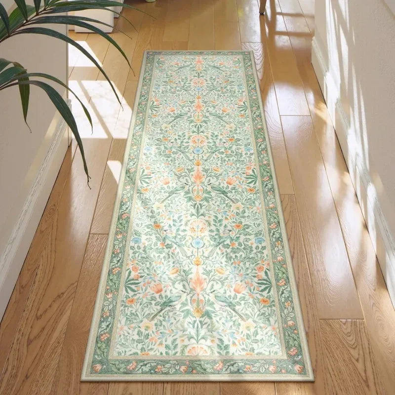 Victorian Bird Floral Runner Rug