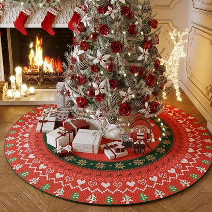 VIKAMA Christmas Tree Round Rug Non-Slip Holiday Decor Mat