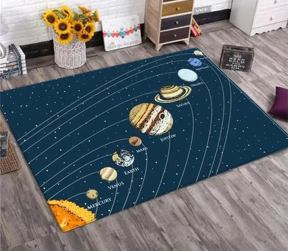 Solar System Galaxy Rug Planet Design Non-Slip Floor Mat Living Room Kids Bedroom Home Decoration