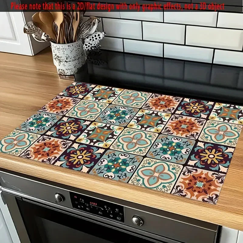 Absorbent kitchen dish drying coffee bar mat