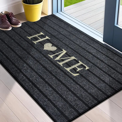 Solid Color Seven Stripe Door Mat Flocking Absorbent Non-Slip Carpet Entrance Shower Room Machine Washable Rug