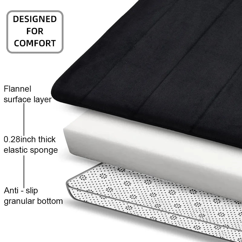 Memory Foam Bath Mat Soft Comfortable Super Absorbent Anti-Skid Bathroom Rug Bathroom Accessories Home Decor