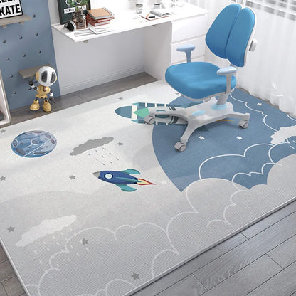 Kids Space Carpet Mat Rocket Astronaut Planets Stars Soft Non-Slip Floor Rug Children Study Room Home Decor