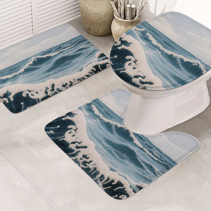 Ocean World Pattern Bathroom Non slip Mat Door Floor Mat Shower Room Carpet Bathtub Absorbent Foot Mat Decorative Mat