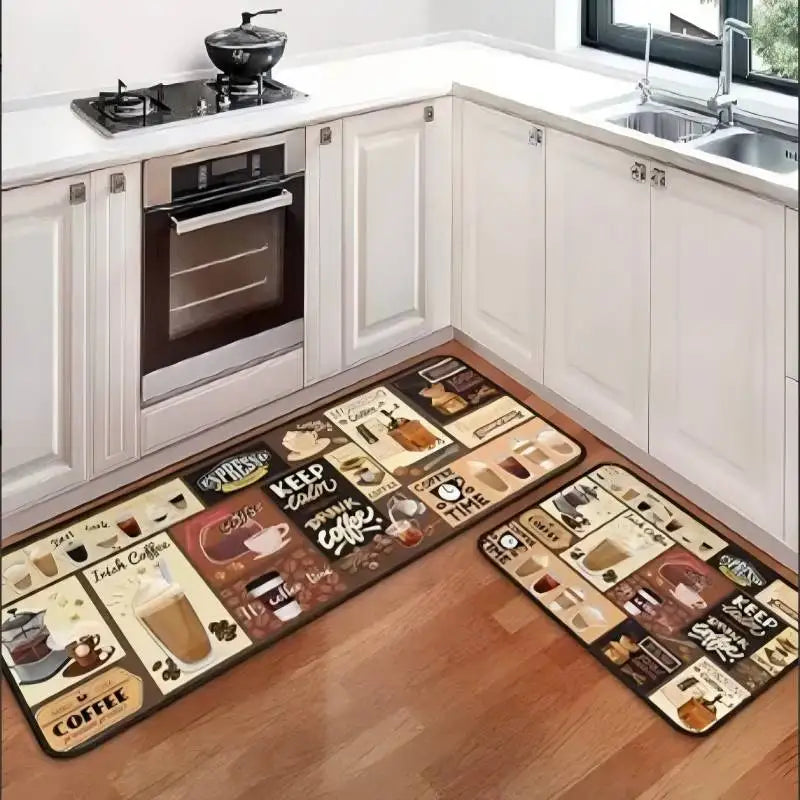 VIKAMA Cutlery Theme Kitchen Mat Washable Stain-Resistant Non-Slip Door Rug Home Decor