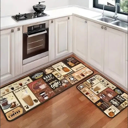 VIKAMA Cutlery Theme Kitchen Mat Washable Stain-Resistant Non-Slip Door Rug Home Decor