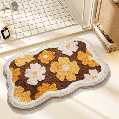 Small Fresh Bathroom Absorbent Imitation Cashmere Non-Slip Quick-Dry Floor Mat